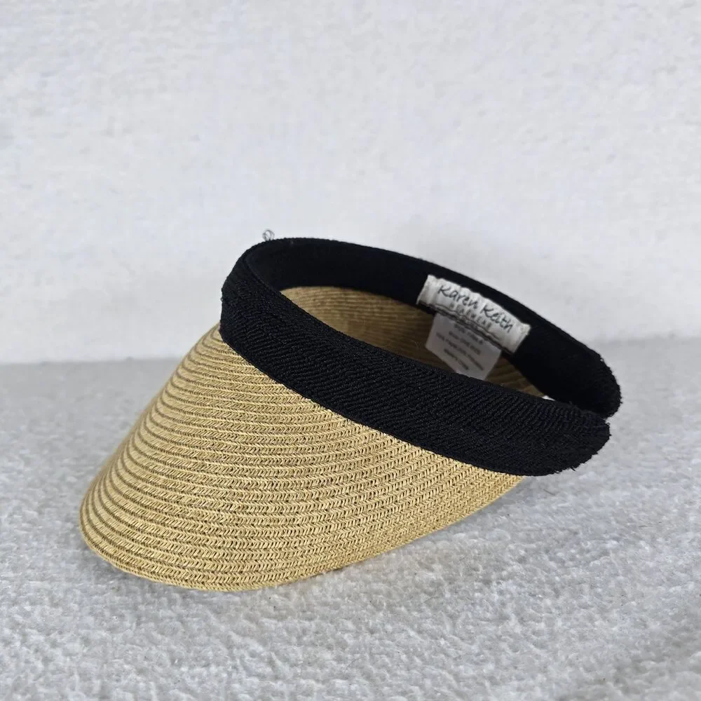 Karen Keith Women’s Straw Visor Hat Beige/Black Lightweight One Size TV89-B